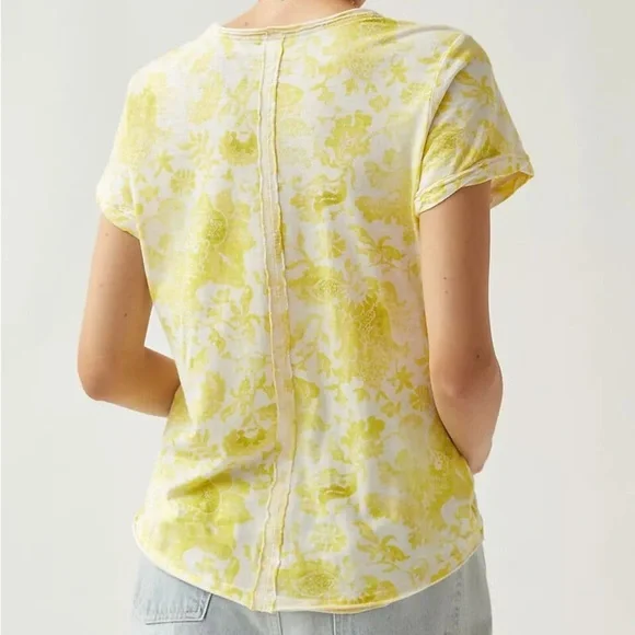 Anthropologie Pilcro Spliced-Neck Tee New Yellow White Floral Size XS ANTHRO NWT - Picture 4 of 10
